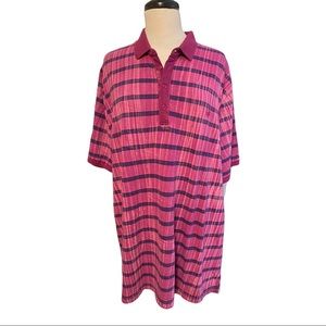 Sean John Polo Shirt Mens 3XL Magenta Striped Bleach Distressed Tailored Fit EUC
